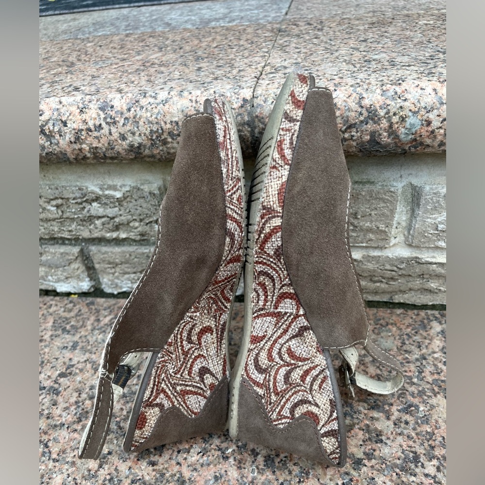Brown Patterned Wedge Sandals